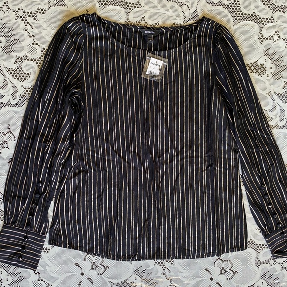 Express Black and Gold Blouse - Picture 1 of 6